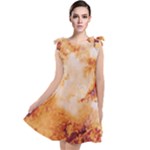 Burnt paper texture print design Tie Up Tunic Dress
