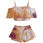 Burnt paper texture print design Kids  Off Shoulder Skirt Bikini