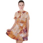Burnt paper texture print design Short Sleeve Shoulder Cut Out Dress 