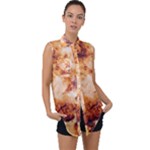 Burnt paper texture print design Sleeveless Chiffon Button Shirt