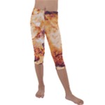 Burnt paper texture print design Kids  Lightweight Velour Capri Leggings 