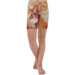 Burnt paper texture print design Kids  Lightweight Velour Capri Yoga Leggings