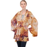Burnt paper texture print design Long Sleeve Velvet Kimono 