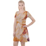 Burnt paper texture print design Cap Sleeve Velour Dress 