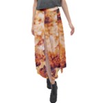Burnt paper texture print design Velour Split Maxi Skirt