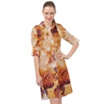 Burnt paper texture print design Long Sleeve Mini Shirt Dress