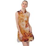 Burnt paper texture print design Sleeveless Shirt Dress