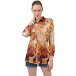 Burnt paper texture print design Long Sleeve Satin Shirt