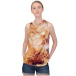 Burnt paper texture print design High Neck Satin Top