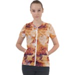 Burnt paper texture print design Short Sleeve Zip Up Jacket