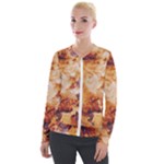 Burnt paper texture print design Velvet Zip Up Jacket