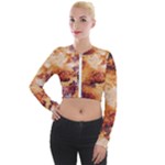 Burnt paper texture print design Long Sleeve Cropped Velvet Jacket