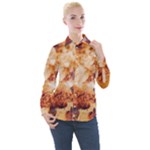 Burnt paper texture print design Women s Long Sleeve Pocket Shirt