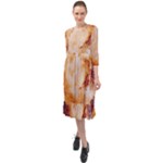 Burnt paper texture print design Ruffle End Midi Chiffon Dress