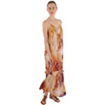Burnt paper texture print design Cami Maxi Ruffle Chiffon Dress