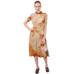 Burnt paper texture print design Keyhole Neckline Chiffon Dress