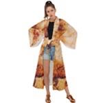 Burnt paper texture print design Maxi Kimono