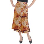 Burnt paper texture print design Midi Mermaid Skirt