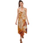Burnt paper texture print design Halter Tie Back Dress 