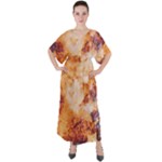 Burnt paper texture print design V-Neck Boho Style Maxi Dress