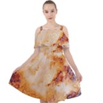 Burnt paper texture print design Cut Out Shoulders Dress
