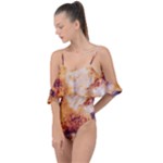 Burnt paper texture print design Drape Piece Swimsuit