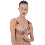 Burnt paper texture print design Front Tie Bikini Top