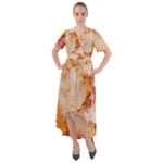 Burnt paper texture print design Front Wrap High Low Dress