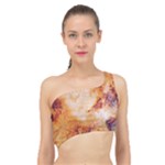 Burnt paper texture print design Spliced Up Bikini Top 
