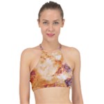Burnt paper texture print design Halter Bikini Top