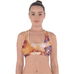Burnt paper texture print design Cross Back Hipster Bikini Top 