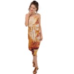 Burnt paper texture print design Waist Tie Cover Up Chiffon Dress