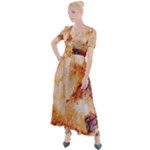 Burnt paper texture print design Button Up Short Sleeve Maxi Dress
