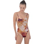 Burnt paper texture print design Tie Strap One Piece Swimsuit