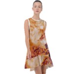 Burnt paper texture print design Frill Swing Dress