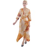 Burnt paper texture print design Quarter Sleeve Wrap Front Maxi Dress