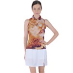 Burnt paper texture print design Women s Sleeveless Polo T-Shirt