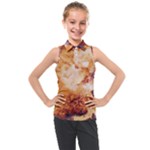 Burnt paper texture print design Kids  Sleeveless Polo T-Shirt