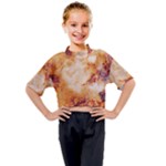 Burnt paper texture print design Kids Mock Neck T-Shirt