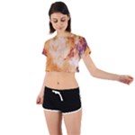 Burnt paper texture print design Tie Back Short Sleeve Crop T-Shirt