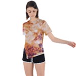 Burnt paper texture print design Asymmetrical Short Sleeve Sports T-Shirt