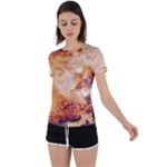 Burnt paper texture print design Back Circle Cutout Sports T-Shirt