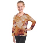 Burnt paper texture print design Kids  Long Mesh T-Shirt