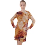 Burnt paper texture print design Long Sleeve Hoodie Dress