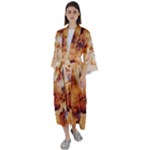 Burnt paper texture print design Maxi Satin Kimono