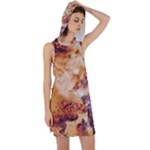 Burnt paper texture print design Racer Back Hoodie Dress
