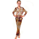 Burnt paper texture print design Kids  Satin Long Sleeve Pajamas Set
