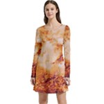 Burnt paper texture print design Long Sleeve Velour Skater Dress