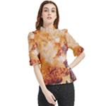 Burnt paper texture print design Frill Neck Blouse
