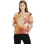 Burnt paper texture print design One Shoulder Cut Out T-Shirt
